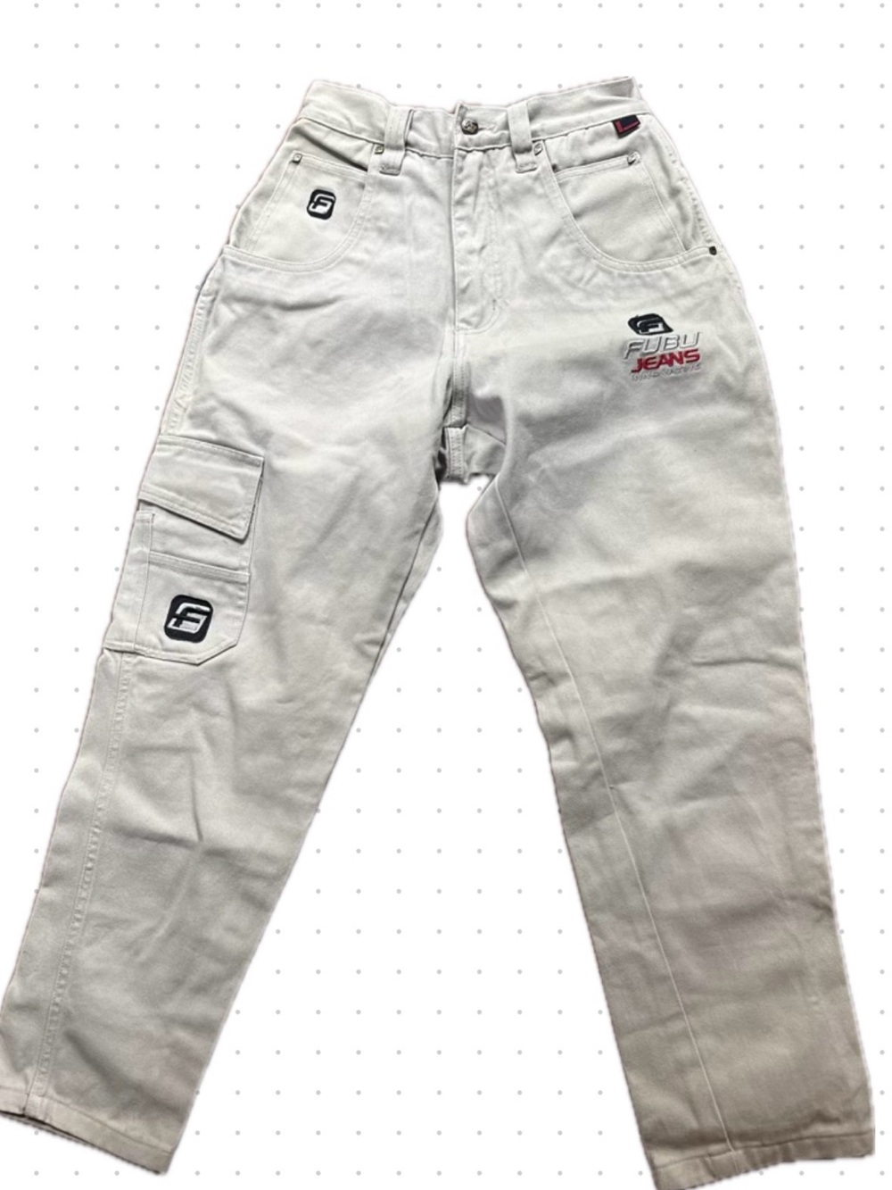 FUBU Off-White Cargo Pants with Logo
